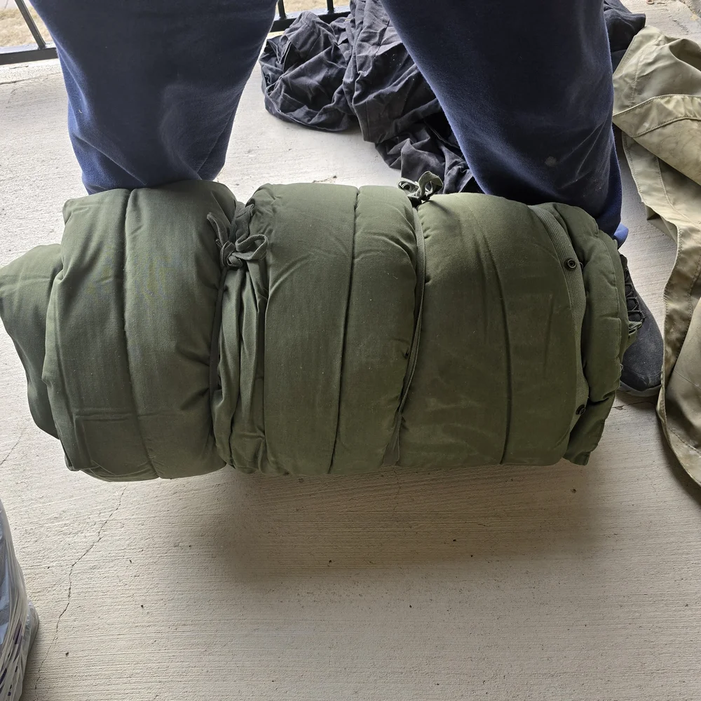 Olive Green Military Sleeping BAG, Blanket, and Dufflebag